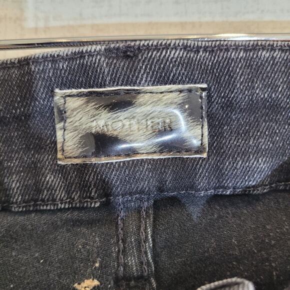 Mother The Looker Jeans Womens 24 Black Dark Wash Cat Got Your Tongue Denim - Picture 6 of 14